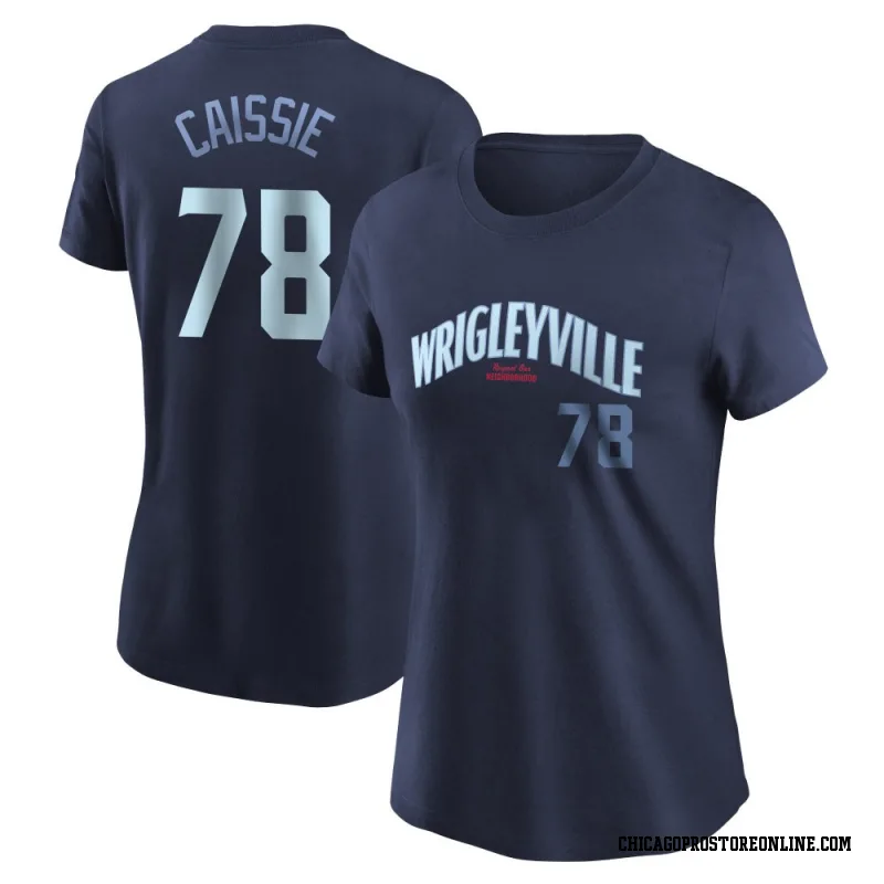 Navy Women's Owen Caissie Chicago Cubs City Connect Name & Number T-Shirt